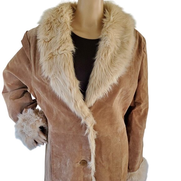 VTG 90s WILSON'S LEATHER COAT Women's XL Maxima Y2K Penny Lane Faux Fur Lined - Picture 8 of 14